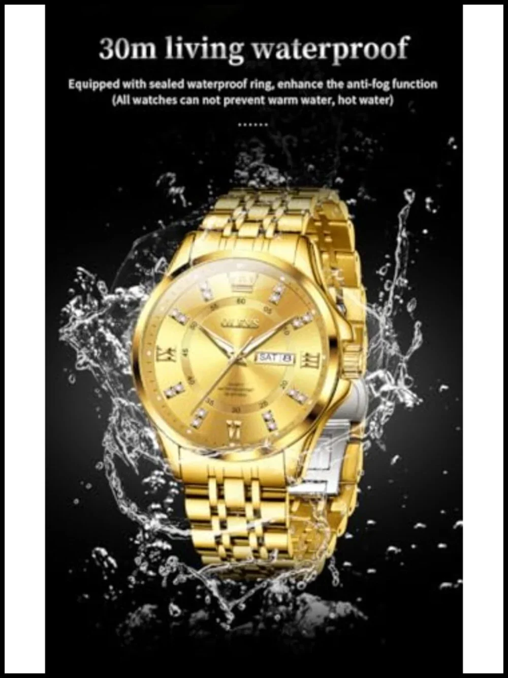 Men Analog Automatic Watch Sapphire Crystal Stainless Steel Waterproof Formal